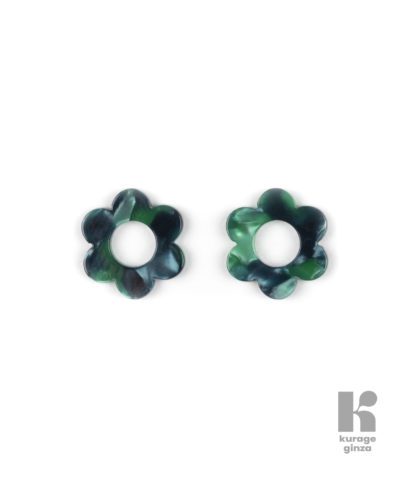 Boucles d'oreilles - Fleurette sans anneaux - Vert