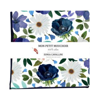 Mouchoir en tissu - Fleurs bleues